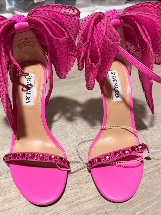Steve Madden Shoes - Steve Madden Hot Pink Jeweled Bow Ankle-Strap Heels